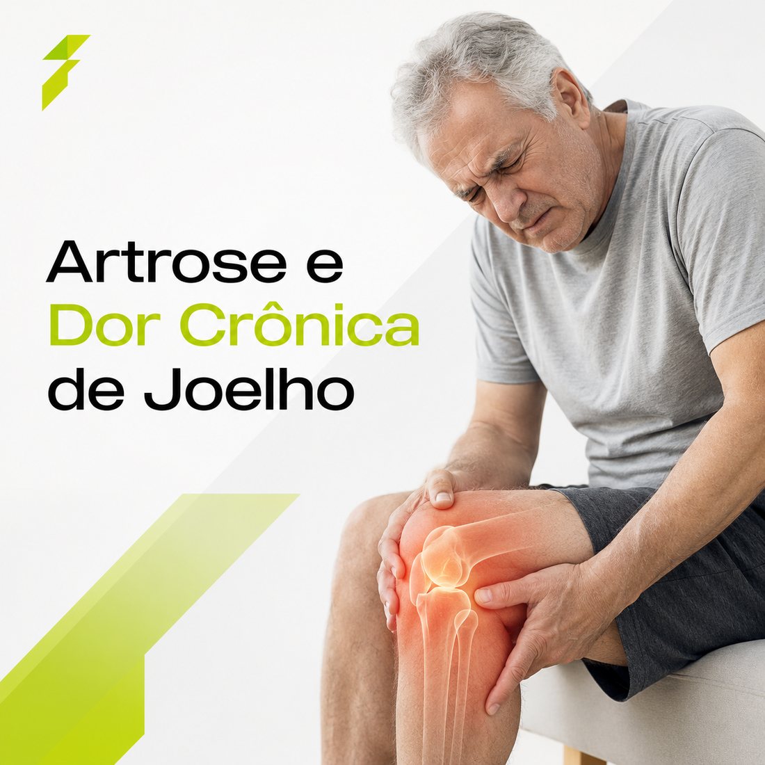 Homem com dor crônica no joelho — artrose de joelho