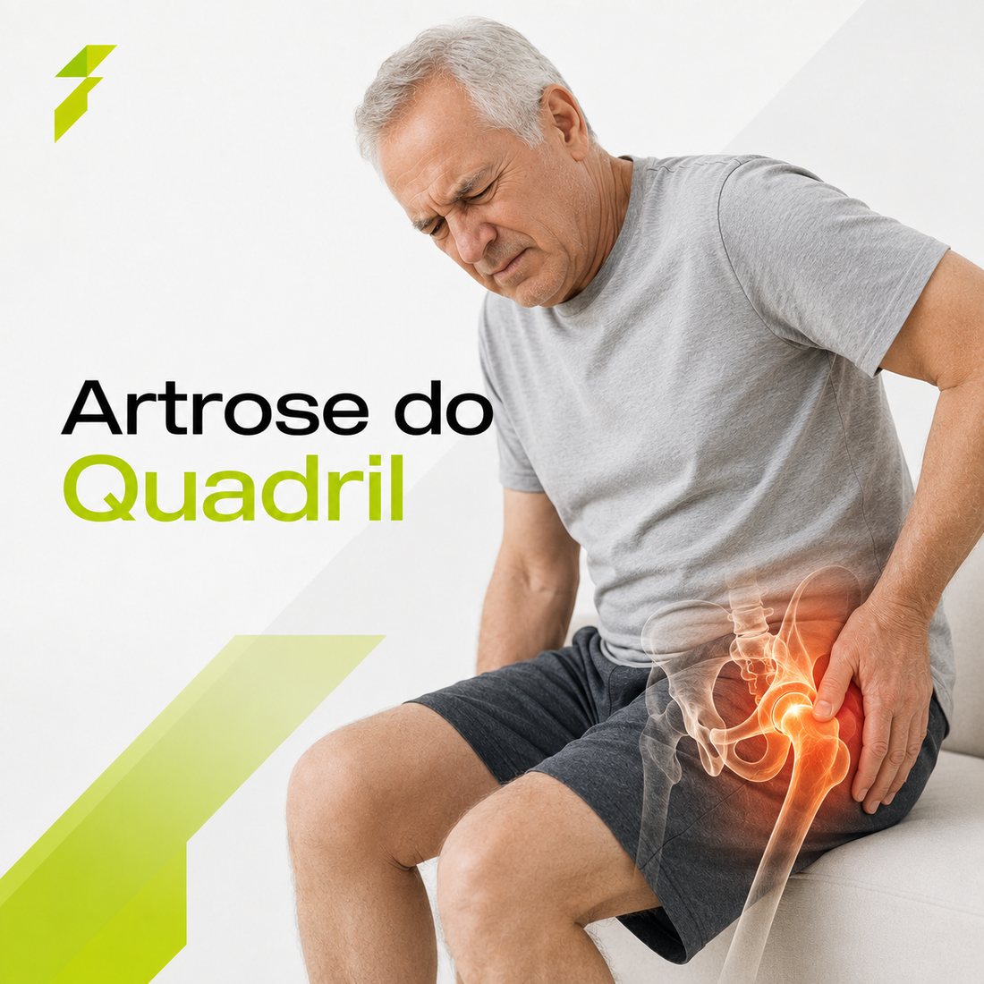 Homem com dor na virilha — artrose do quadril
