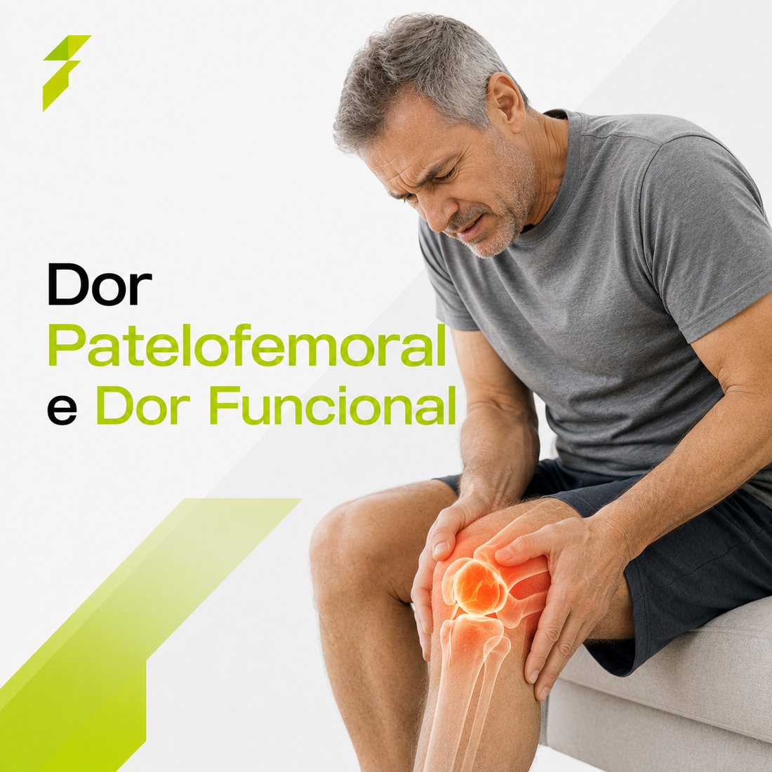 Homem com dor na frente do joelho — dor patelofemoral